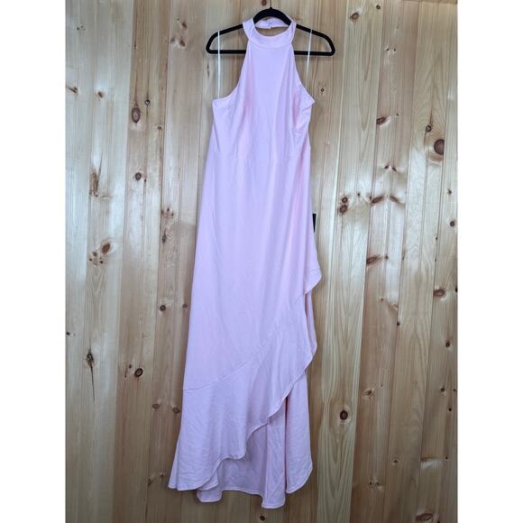 NWT Lulus Majestic Perfection Light Pink Ruffled Halter Maxi Dress Bride Size 2X - Picture 2 of 8